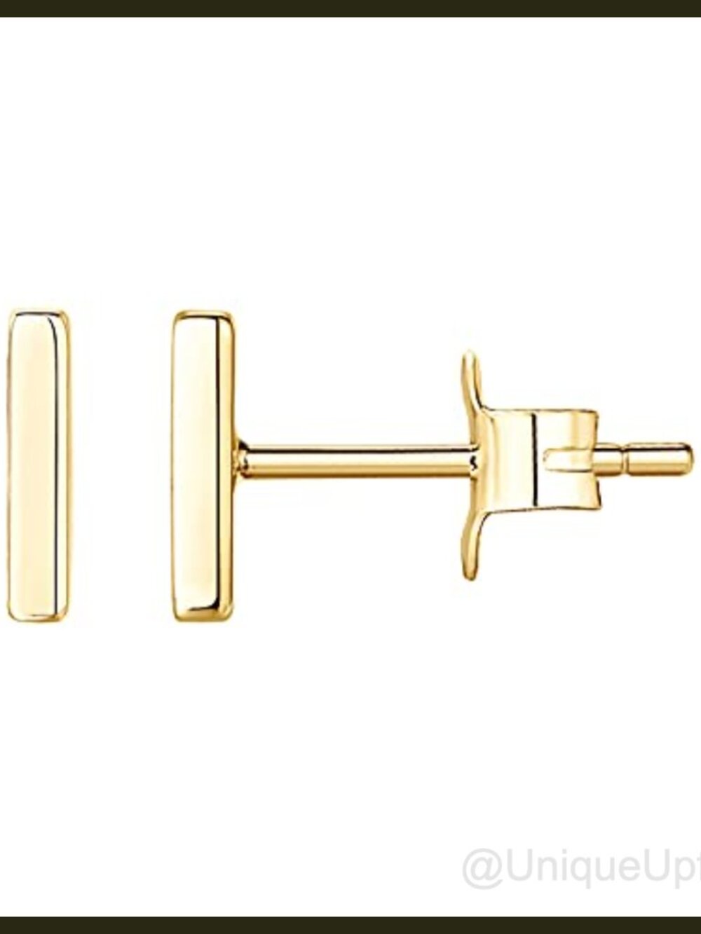 14K Gold Plated Dainty Bar Stud Earrings Minimalist Geometric